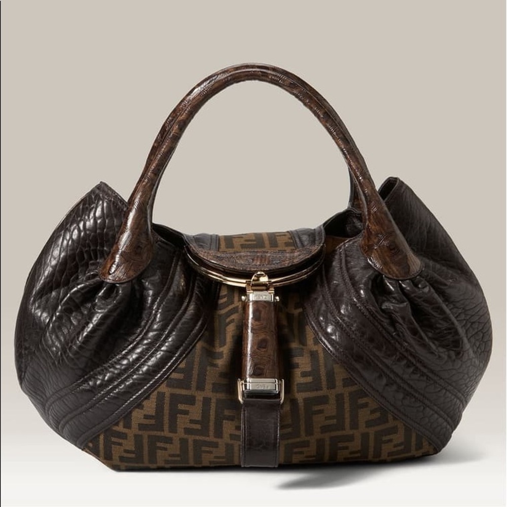 Fendi Spy - Zucca' Embossed Leather & Fabric Bag